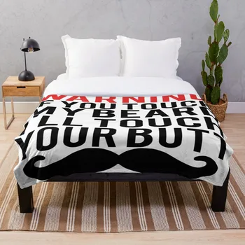 

Drop Shipping Printed Throw Blanket Sherpa Fleece Soft Blanket Flannel Rug Home Decoration For Bed Warning If You Touch My Beard