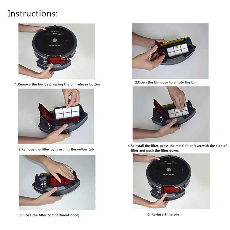 6 шт. HEPA фильтр запасные части для iRobot Roomba 800 900 870 880 960 980 аксессуары пылесоса