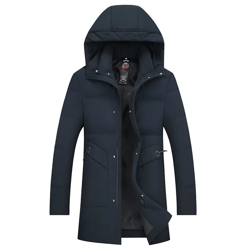 

Medium Length Money White Duck Down Down Jacket Male Plus Fat plus Size Loose Lian Cap Winter Cold And Warm Business Men's