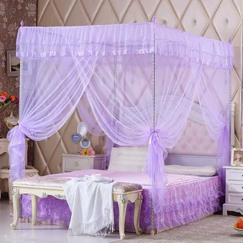 

Lace Bed Netting Canopy Anti-Mosquito Net Four Corner Post Queen King Sizes for Bathroom Textile