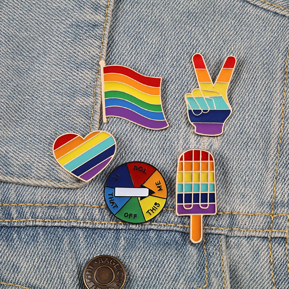 Модные Цветные Броши креативное сердце палец флаг проигрыватель LGBT дизайн металлические бейджи нашивки для женщин мужчин аксессуары ювелирные изделия