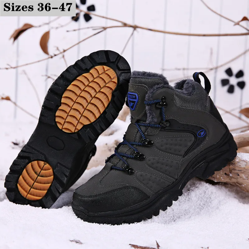 

Outdoor Cotton Shoes Men Warm Plush Casual Sports Shoes In Winter Travel Men Climbing Shoes Couple Non-Slip Crashing Work Shoes