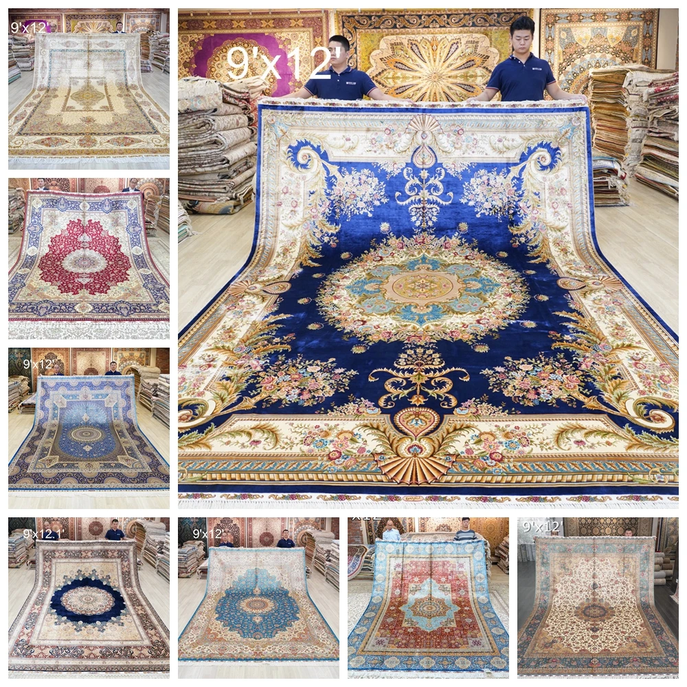 Collection Of 9x12ft Silk On Silk Turkish Silk Rugs Big Size Handknotted Persian CarpetCarpet