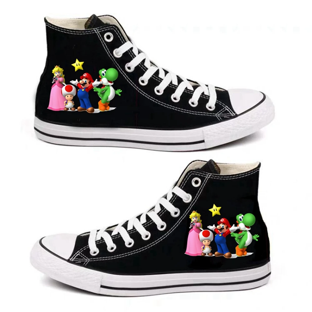 6 стильных кроссовок с принтом Марио; женская и мужская парусиновая обувь; повседневная обувь с героями мультфильмов; спортивная обувь для мальчиков и девочек-подростков; Цвет Черный - Цвет: Style 3
