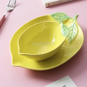 

Lemon Shaped Plate Ceramic Plate Dish Plate Rice Bowl Cute Bowl Household Tableware Personality Creative Plate Breakfast