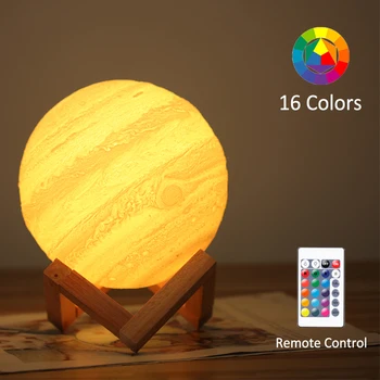 

3D Light Print Jupiter Lamp Earth Lamp Colorful Moon Lamp Rechargeable Change Touch Usb Led Night Light Home Decor Creative Gift