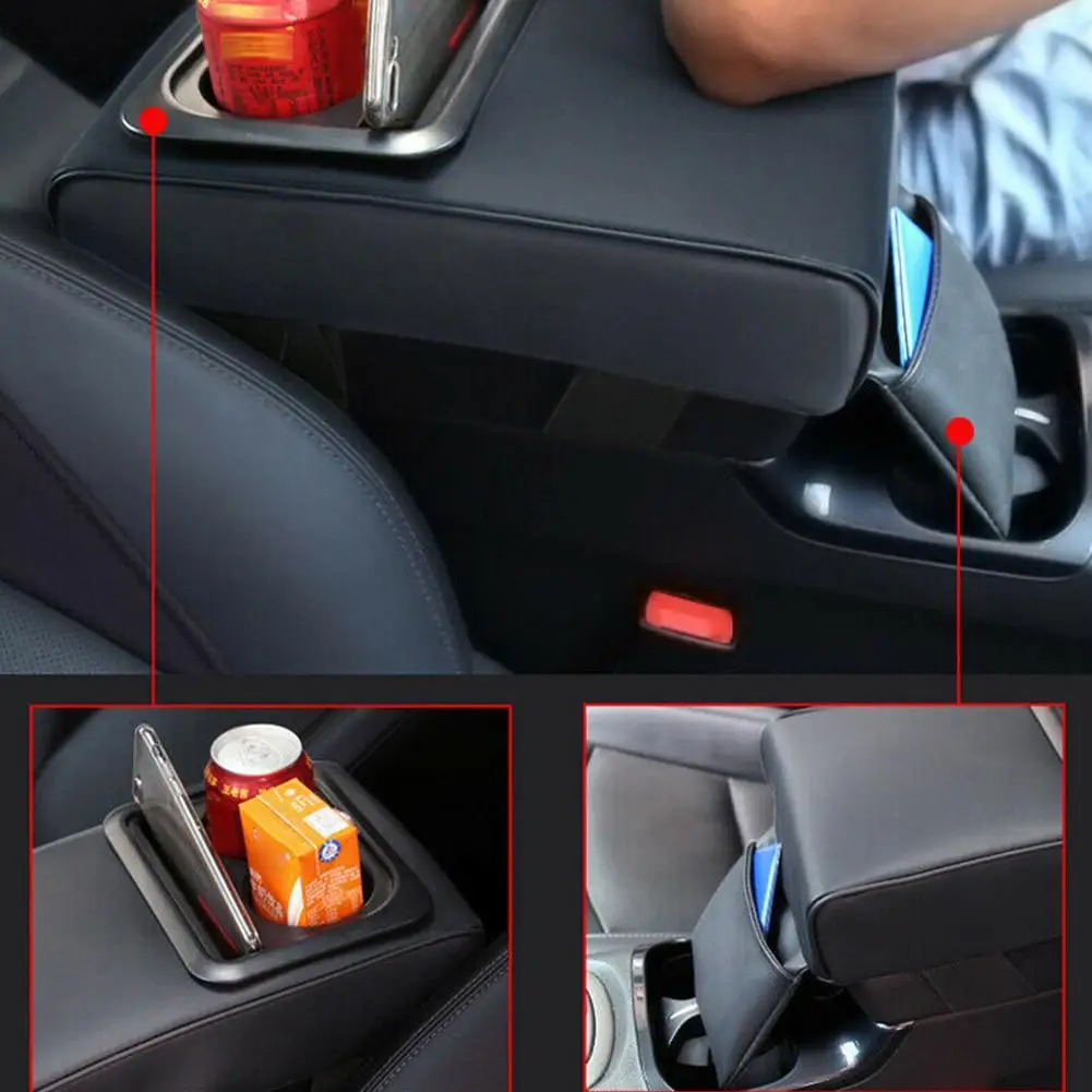 1pcs Accoudoir de voiture Boîte de coussin avec porte-gobelet Siège arrière  Augmentation du coude Support d'accoudoir de voiture Véhicule Bras Coussin  Rangement