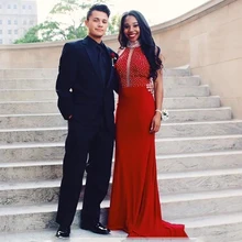 Eightree новые длинные платья русалки с открытой спиной красные Холтер бисером размера плюс Африканский арабский официальный вечерний вечерние платья