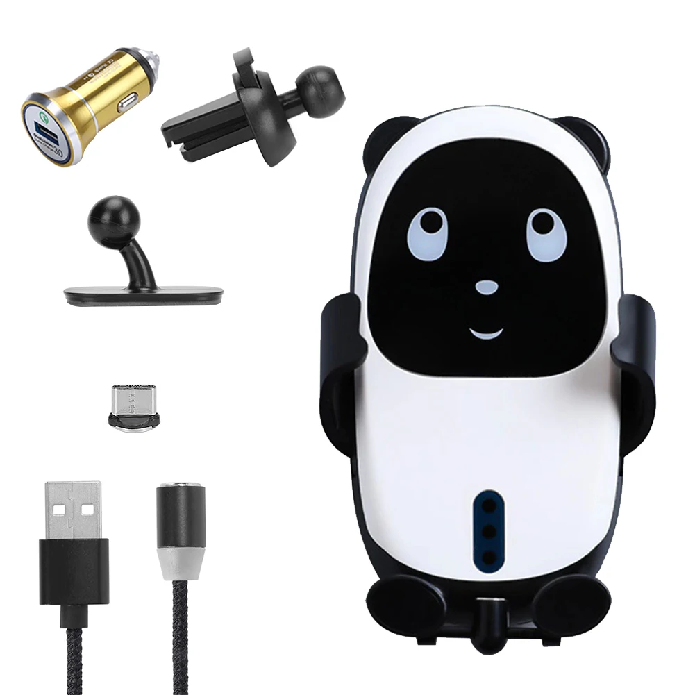 

15W Fast Charging Car Air Vent Multifunctional Cute Stable Infrared Sensing Phone Holder Windshield Dashboard Wireless Mount