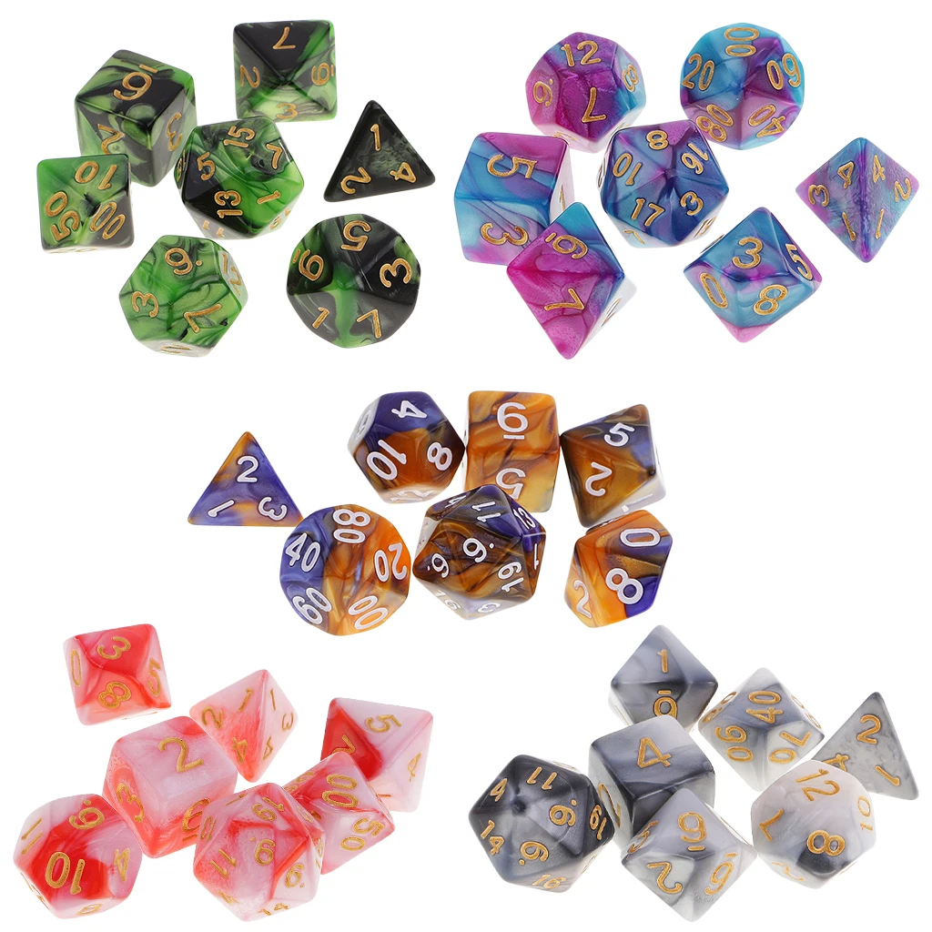 Set/35pcs 1.6cm/0.62'' Polyhedral Dice D12 D10 D8 D6 D4 for Dungeons & Dragons DND MTG RPG Table Game Toys Gift