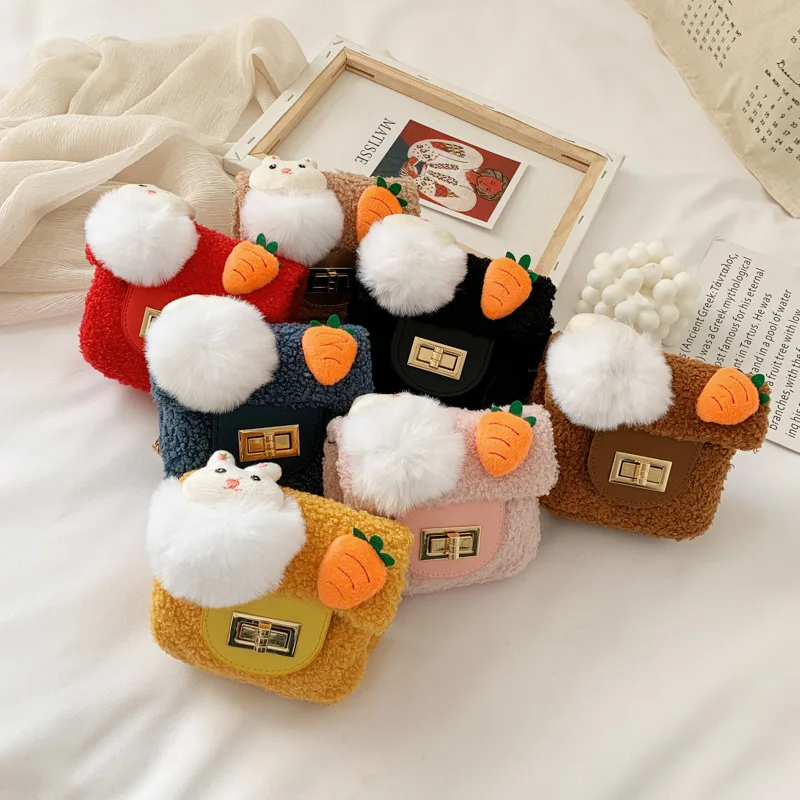 

2020 Korean furry lock small square bag solid color retro women bag fashion wild change small bag sling bag purses and handbags