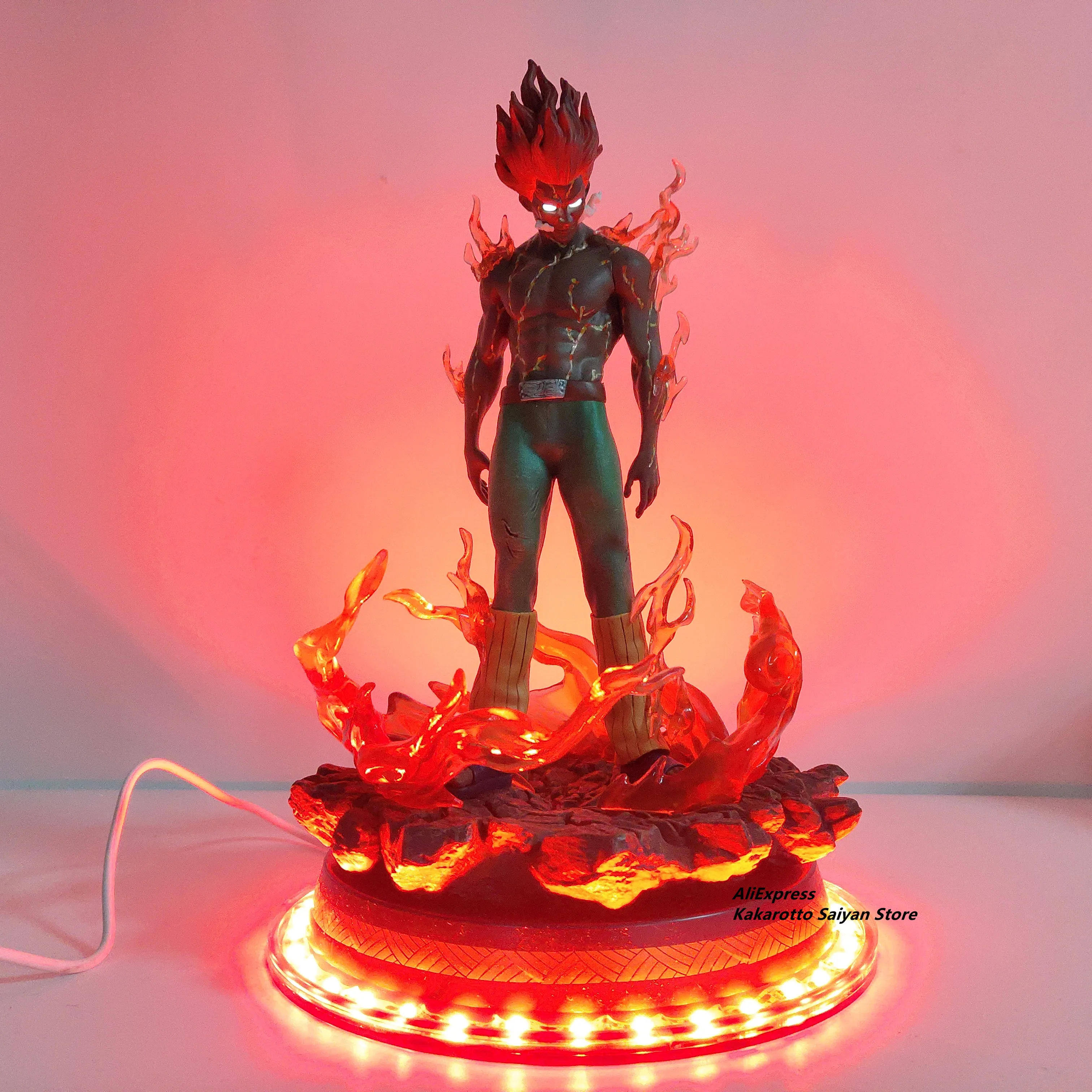 Наруто может Guy статуя Led база ПВХ фигурка Аниме Наруто Shippuden может Guy Led глаза фигурка модель игрушки
