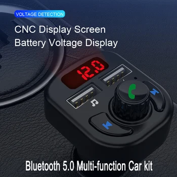 

Bluetooth FM radio Music Transmitter 5.0 Handsfree Wireless TF card U-disk Audio Dual 3.1 A USB Phone Charger Digital Voltmeter