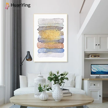 

Abstract Canvas Painting Dreaming Color Strips with Dots Poster and Print Nordic Living Room Wall Art Decoration Modern Painting