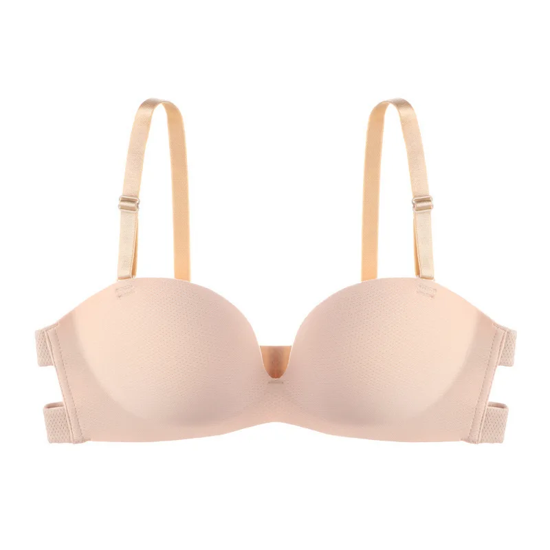 

Гладкий тонкий бюстгальтер без бретелек с чашкой 1/2, незаметное невидимое нижнее белье с большой грудью, маленькое удобное сексуальное нескользящее нижнее белье