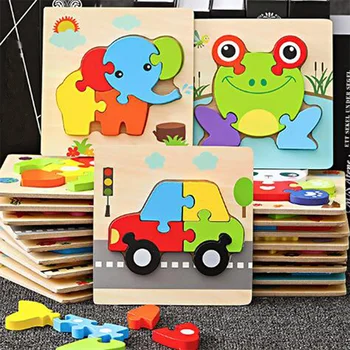 

Children's Wooden Stereo Jigsaw Toy Baby Early Learning Intelligence Development Animal Ship Block Toy
