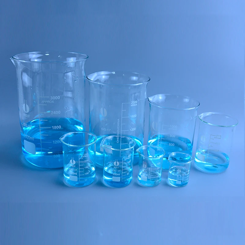 SGerste - Vaso de cristal transparente de 10 ml, 25 ml, 50 ml, vaso medidor  de borosilicato, vaso de cristal para escuela, química, laboratorio,  suministros de estudio : : Industria, empresas y ciencia