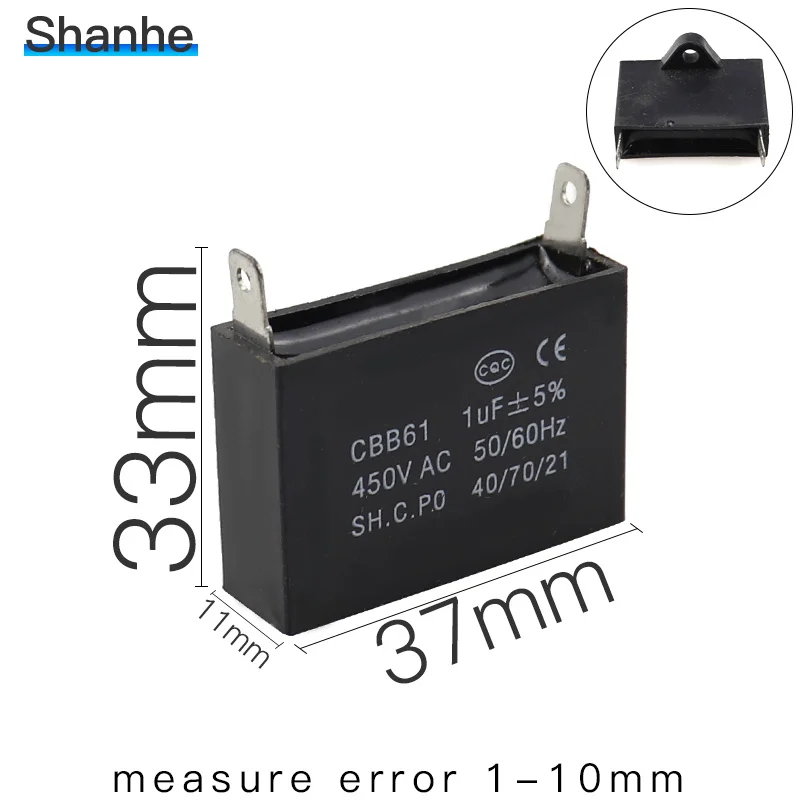 450V конденсатор моторного двигателя потолочный вентилятор вытяжной CBB61 1 мкФ 1,5 мкФ 2 мкФ 2,5 мкФ 3 мкФ 3,5 мкФ 4 мкФ 5 мкФ 6 мкФ 8 мкФ 10 мкФ