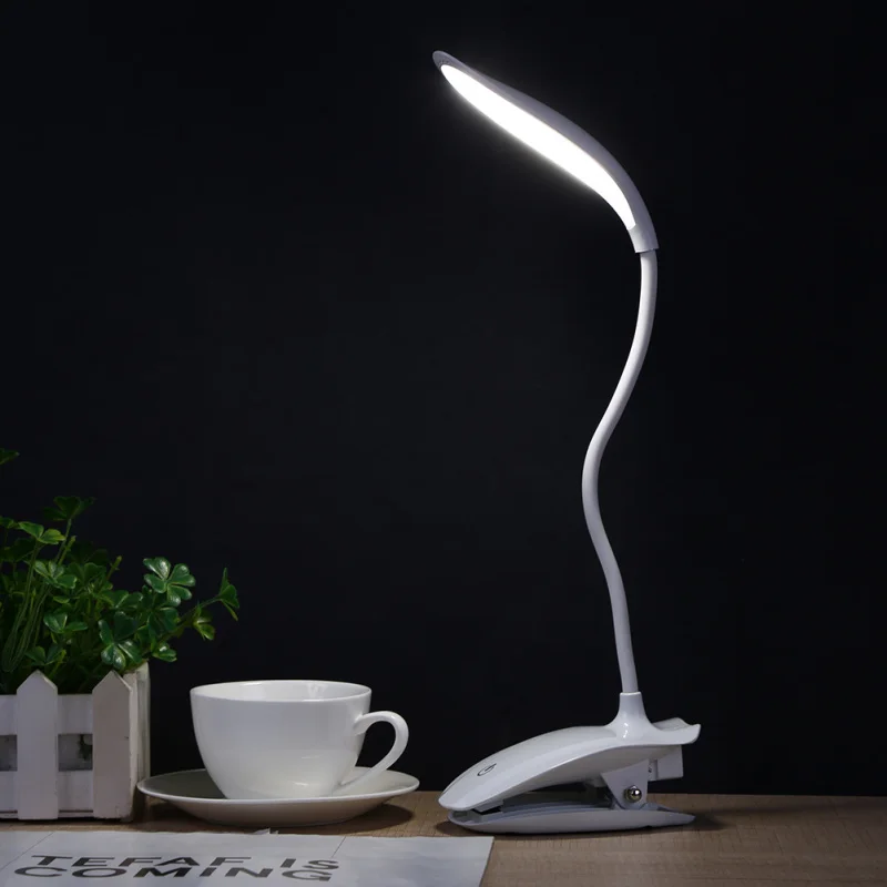 

USB Rechargeable LED Desktops Table Lamp with Clip Bed Reading Book Adjustable Reading Light Touch Switch Desk Lamps 3 Modes