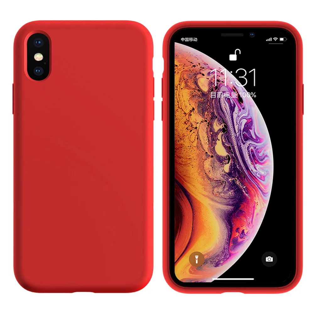 Red Силиконовый чехол для iPhone 11 Pro Max 11 Pro, высокое качество, официальный чехол s для iPhone 7 8 Plus X Xr Xs Max - Цвет: Red