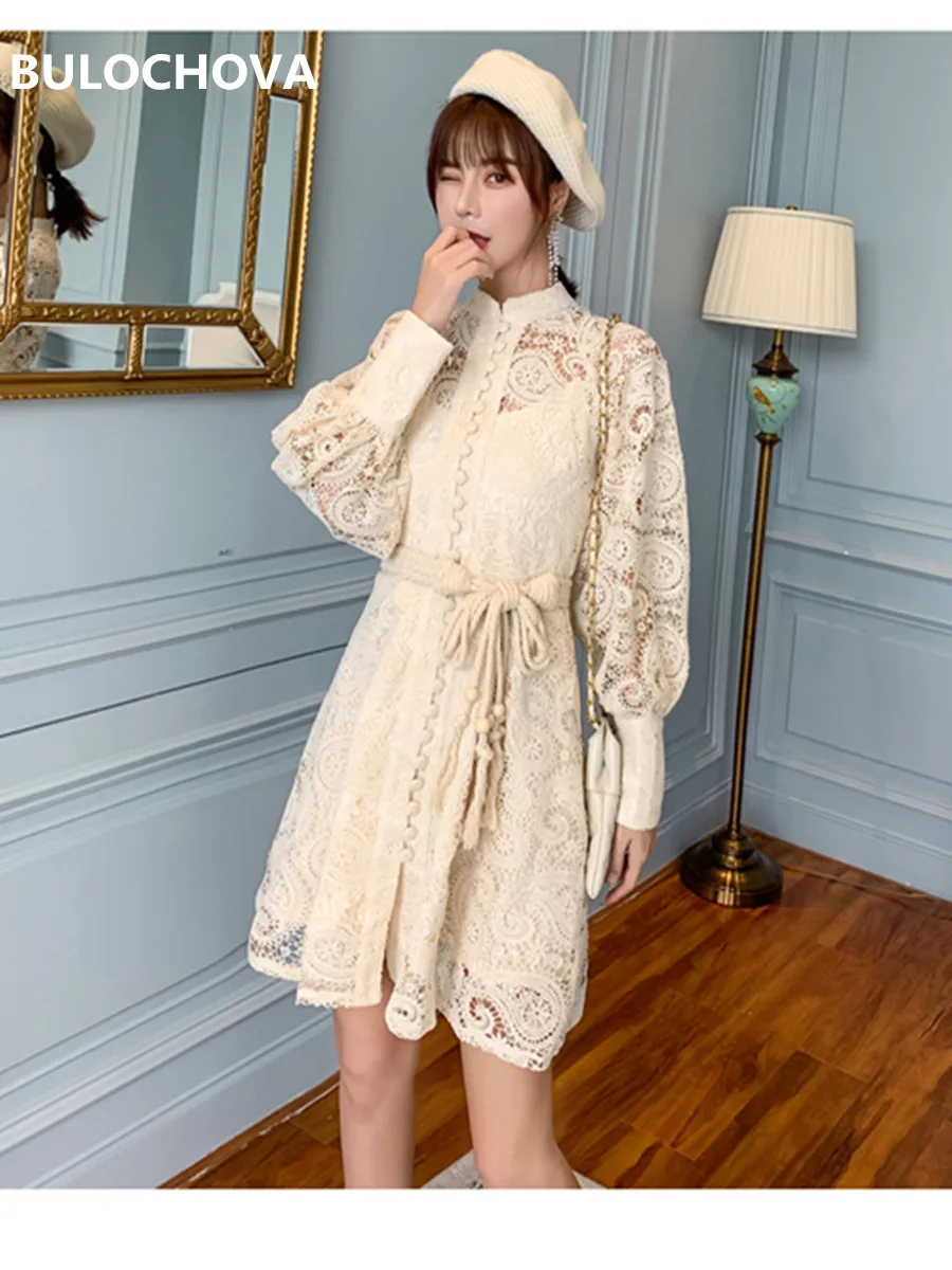 Женское офисное платье с поясом дизайнерское однобортное мини