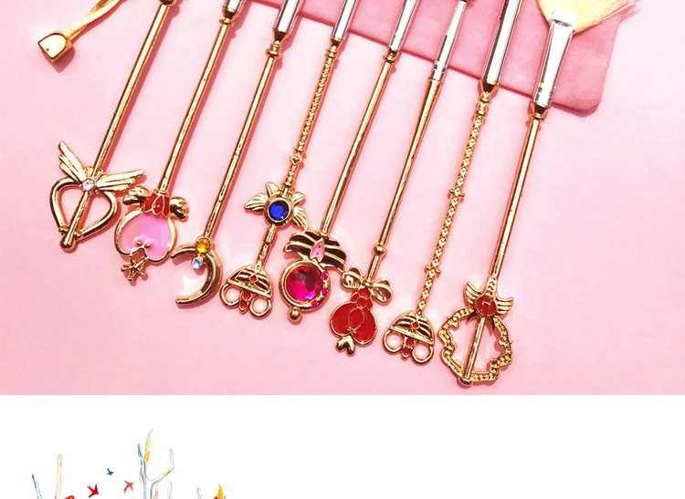 8 шт./компл. карта Captor Sakura Sailor Moon Милая Кисть для макияжа Румяна Кисть для нанесения Косметики косплей рождественский подарок для девочки