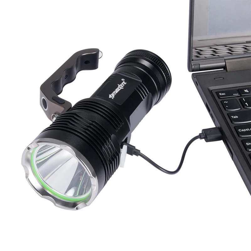 Открытый Поиск ручной прожектор фонарик USB Перезаряжаемый фонарик Охота Исследуйте высокой мощности супер яркий