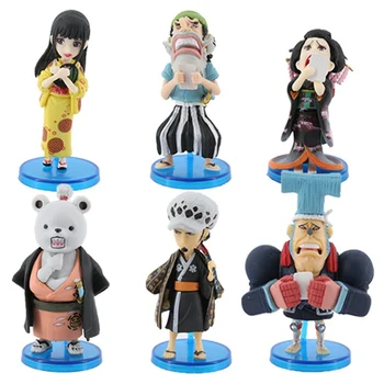 

6 Pcs Q Version Cartoon Anime ONE PIECE 2nd Kimono PVC Action Figure Decoration Toy Cute Desktop Car Accessories