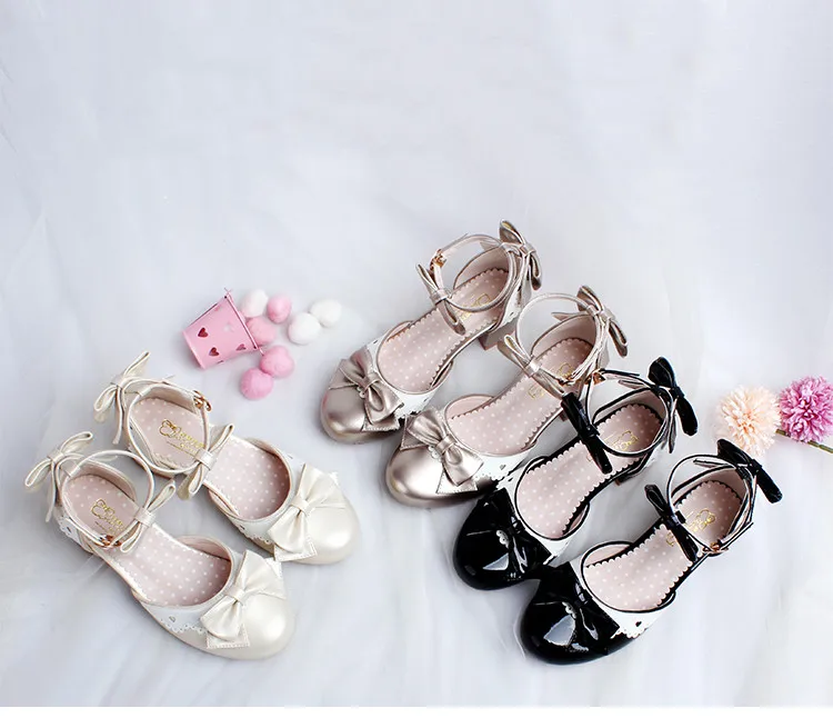 

Palace princess tea party sweet lolita shoes vintage cute lace bowknot kawaii shoes round head thick heel women shoes loli cos