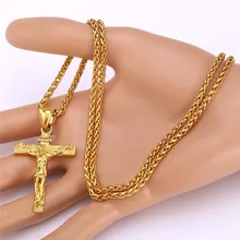 Серебро/золото нержавеющая сталь крест Иисуса подвески и ожерелья для женщин мужчин Религиозные ювелирные изделия Высокое качество 10 шт
