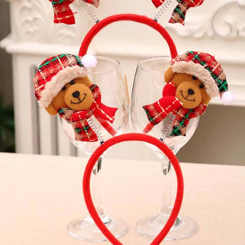 Merry Christmas For Kids Elk Christmas Headdress Christmas Party Santa Snowman Xmas Decoration Hair Band Clasp Headwear