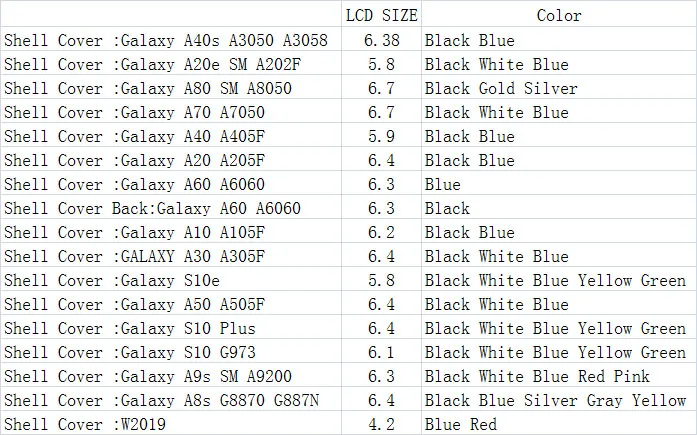 Батарея крышка Дверь задняя крышка для SAMSUNG Galaxy A40s A20e A80 A70 A40 A20 A60 A10 A30 S10e A50 S10 плюс A9s A8s W2019 A3050 SM