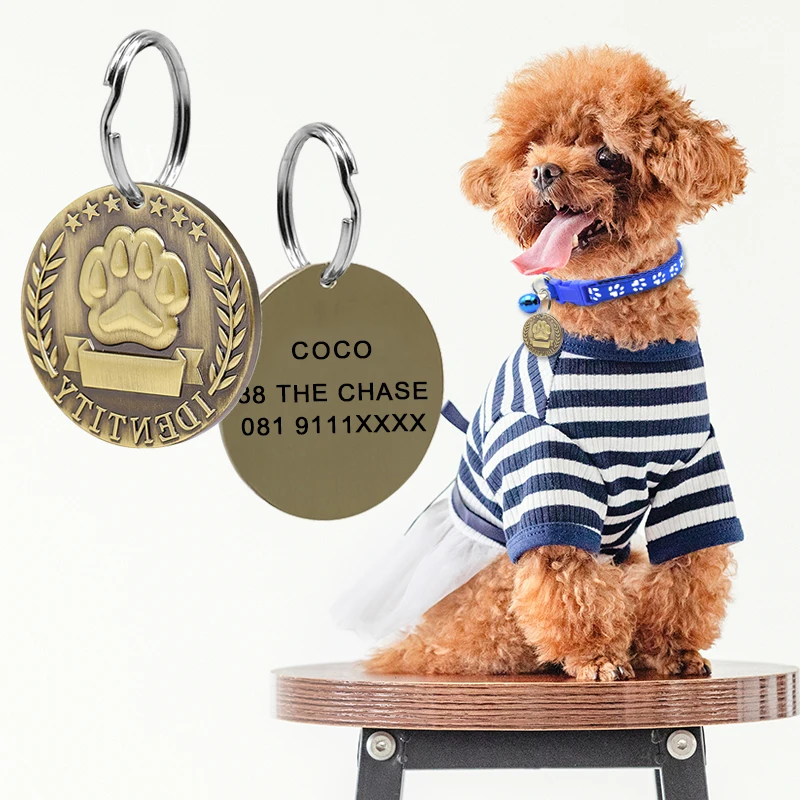 Personalized Engraving Anti lost Dog ID Tag Identification Customized Pet Name Puppy Collar Dog Cat Bone Tags Pet Supplies pet id tags pet collar dog collar tags pet id medal pendant id tag keychain id tag holder
