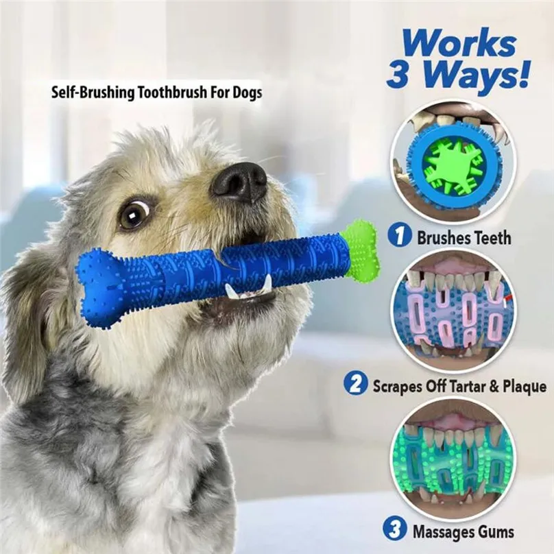 

Pet Dog Toys Toy Funny Interactive Chew Bone-shape Toothbrush Dogs Brush Their Teeth While Chewing Oral Care &3s10