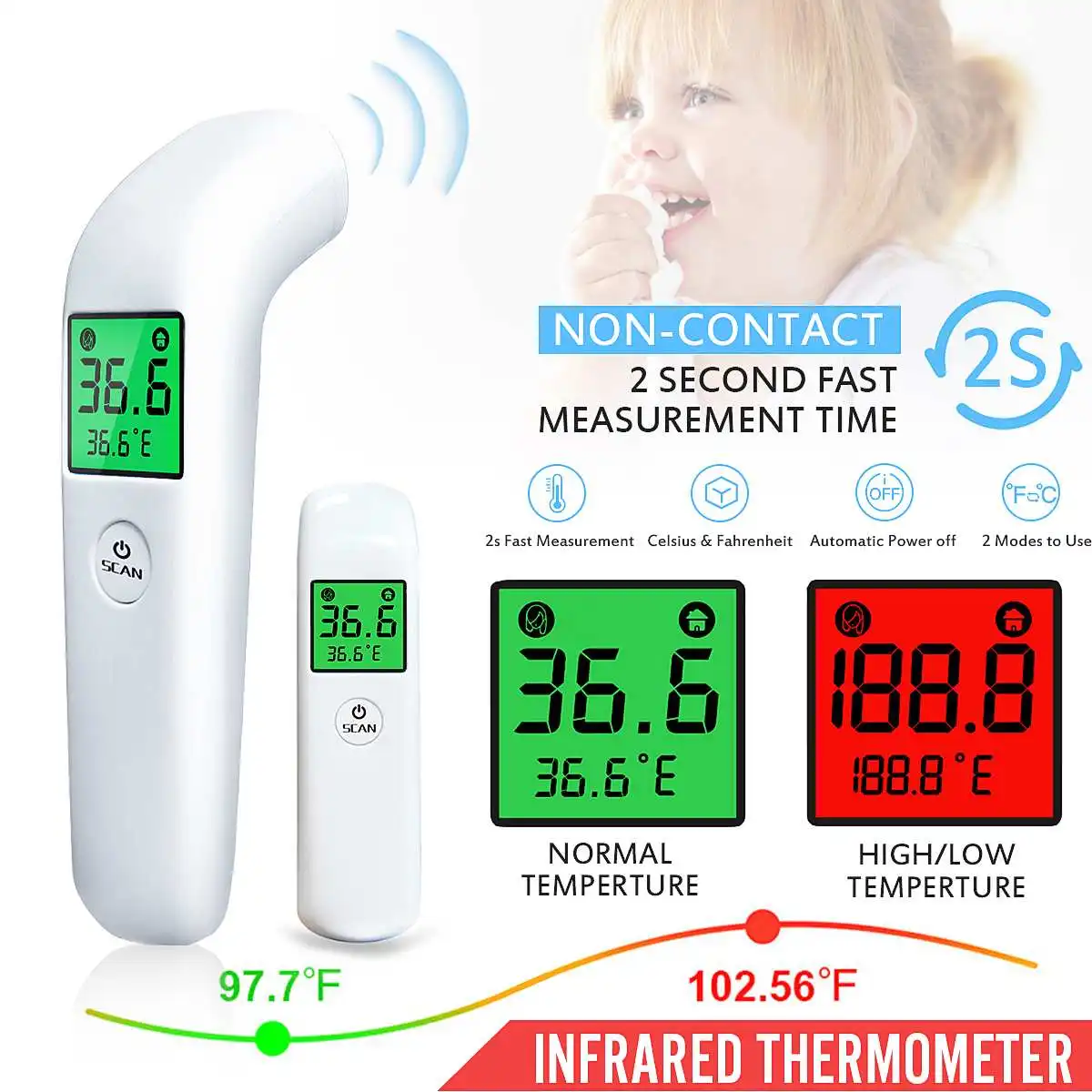 

Muti-fuction Baby/Adult Digital Termomete Infrared Forehead Body Thermometer for Baby health Non-contact Temperature Measurement