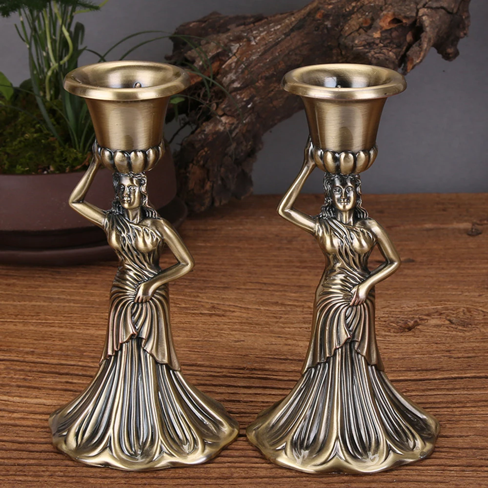 2pcs Candle Holders Retro Single Head Candlestick Isis Statue Candle