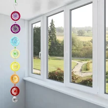  Chakra Dream Catcher with 40mm Crystal Chandelier Ball Prism Suncatcher Handmade 