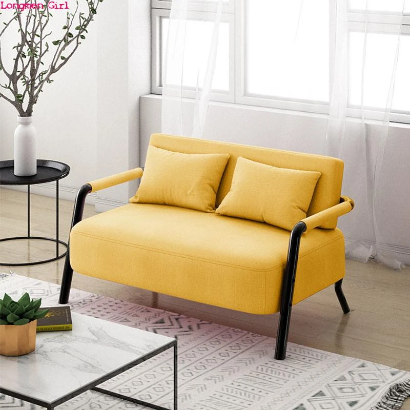 Sofá doble individual nórdico para sala de estar, sofá pequeño de tela  Simple y moderna, de hierro, apartamento japonés Simple, a la moda|Sofás  para sala de estar| - AliExpress