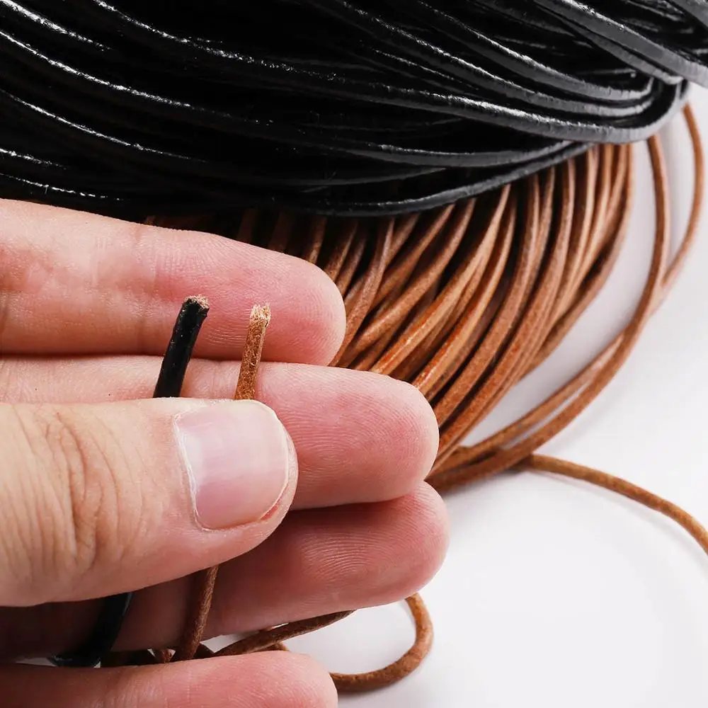 Genuine Cow Leather Round Thong Cord 2-5m/lot 1.5 2 2.5 3 4 5 6mm 3 Color For Jewelry Making DIY Bracelet Findings Rope String