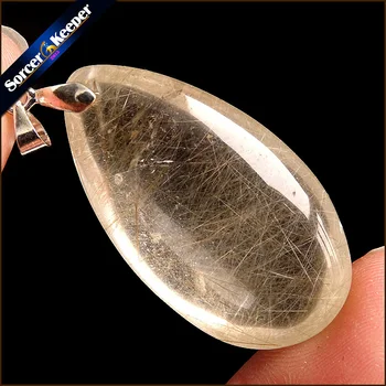 

Rare Natural Quartz Gold Rutilated Garden Quartz Crystal Love Necklace Pendant natural minerals Fish Tank Beads PS422