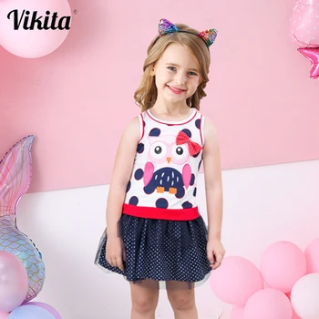 

VIKITA Brand Girls Tulle Dresses Cartoon Dress for Baby Girls Tutu Princess Dresses Children Girls Summer Clothing