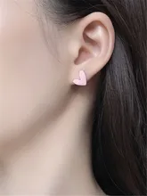  Asymmetric Peach Heart-shaped Small Stud Earrings Vogue 2021 Geometric Heart-shaped Women Jewelry Gift Party Accessories 