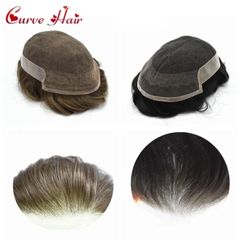 

French Lace Mens Toupee Medium Density Hand Tied Human Hair Replacement System Hand Tied Short Length Remy Hair Toupee Men Wigs