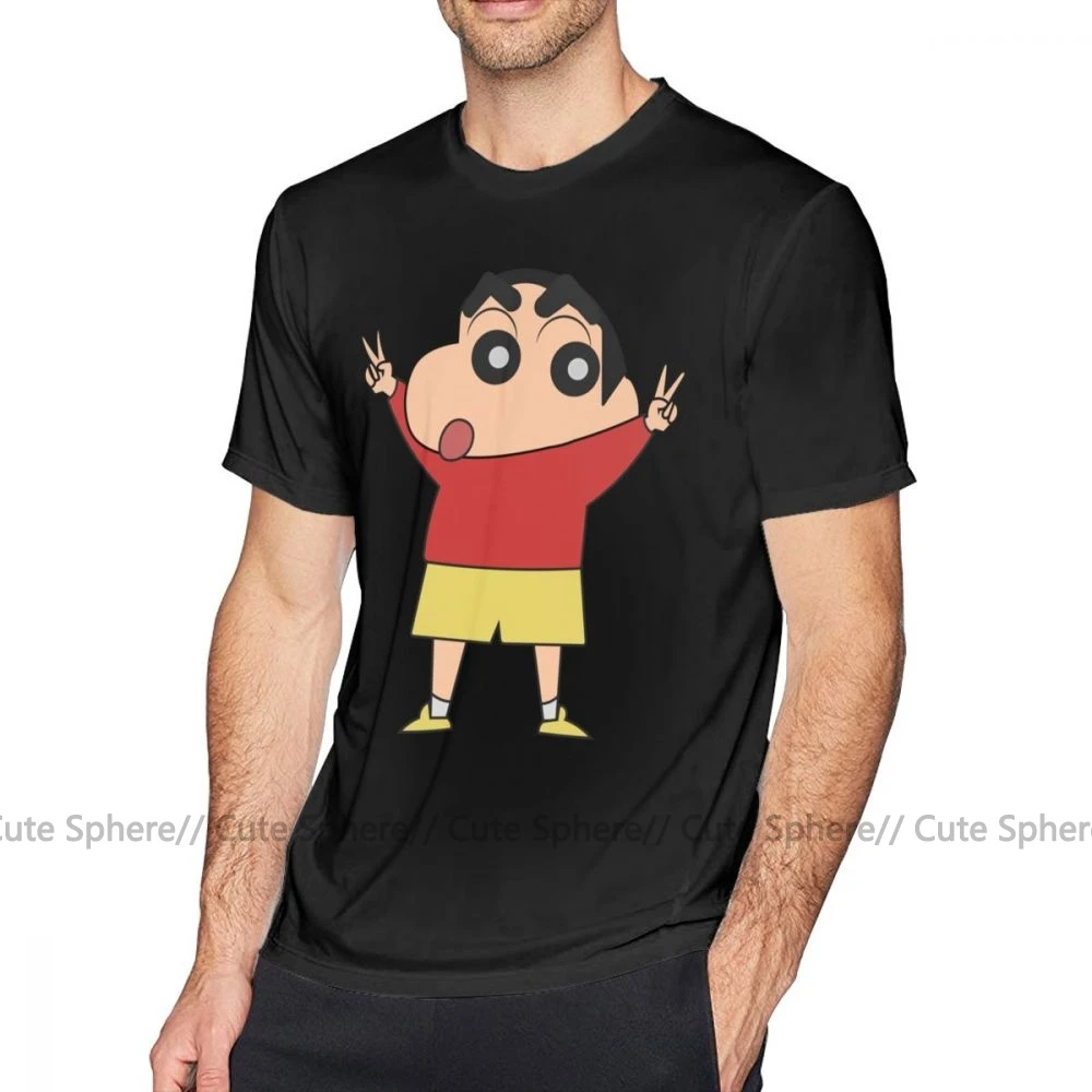 Футболка Shin Chan, футболка Shin Chan For President, футболка с коротким рукавом большого размера, хлопковая Милая повседневная мужская футболка с принтом - Цвет: Black