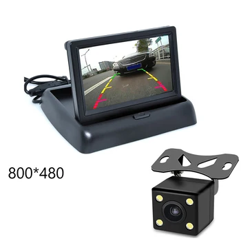

4.3 Inch TFT LCD Car Foldable Monitor Display HD Waterproof Reverse Camera 4LED Parking System for Car Rearview Monitors NTSC