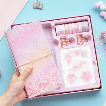 

Small Fresh Notebook Set Girl Heart Hand Book Gift Box Student Gift Note Book Gift Record Book