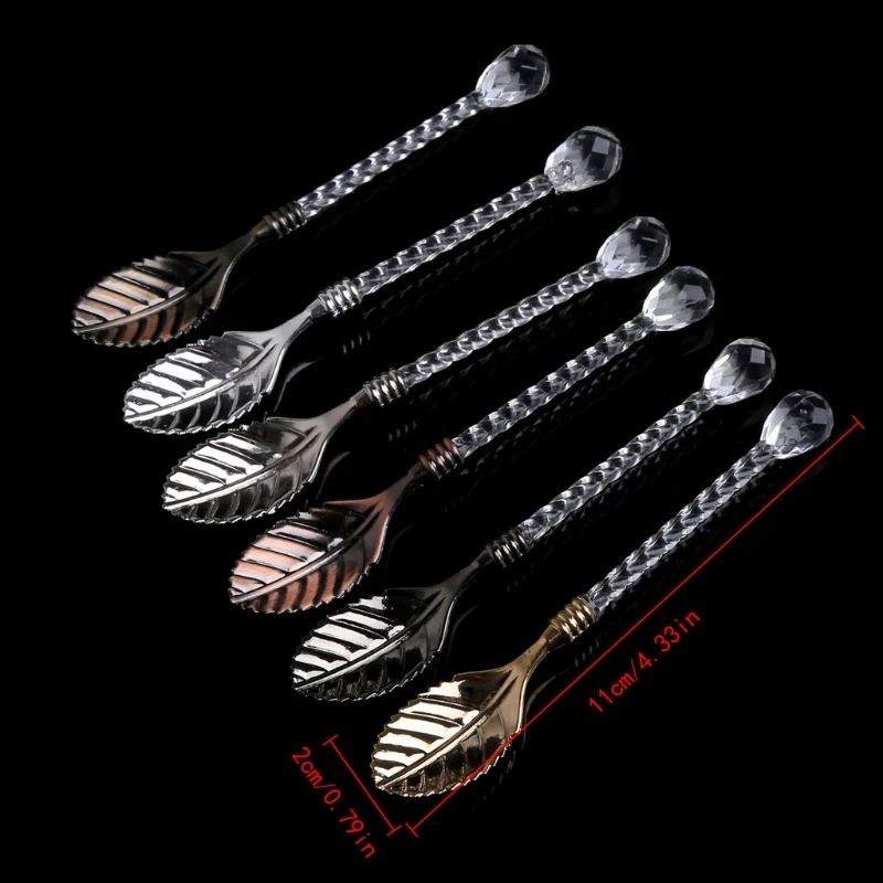 6 Pcs Vintage Coffee Spoon Dessert Cake Ice Cream Tea Scoop Carved Mini Hot Spoons Home