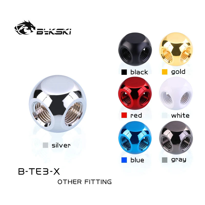 Bykski B-TE3-X 3-полосная кубическая распределительная арматура многоцветная G1/4