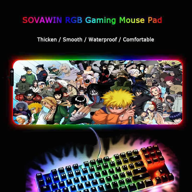 Игровой коврик для мыши XGZ Naruto большой RGB геймерский мышки в стиле аниме