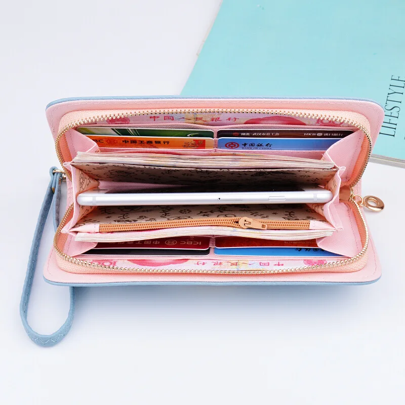 Leather Women's Wallet New Lychee Pattern Zipper Multifunction Large Capacity Purses Women Solid Color Purses Long Female Wallet Leather Women's Wallet New Lychee Pattern Zipper Multifunction Large Capacity Purses Women Solid Color Purses Long Female Wallet